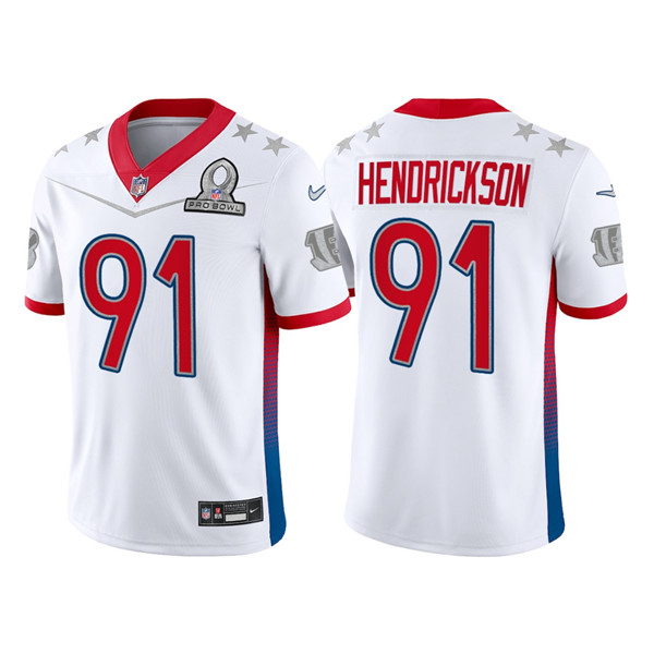 Men’s Cincinnati Bengals #91 Trey Hendrickson 2022 White AFC Pro Bowl Stitched Jersey
